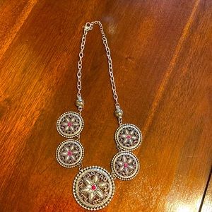 Silver and pink Paparazzi necklace